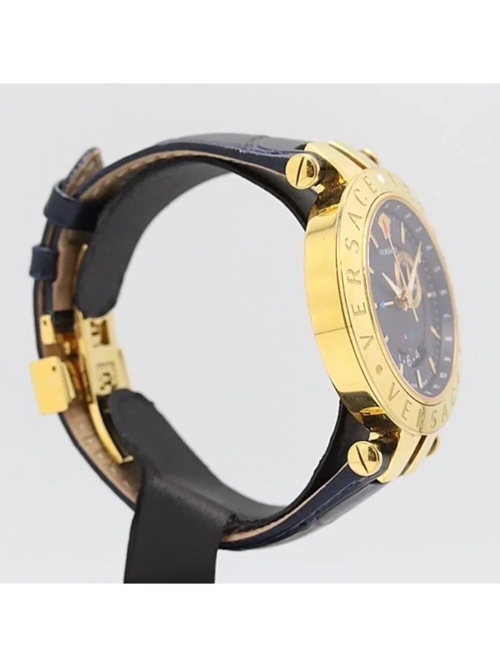 Versace Matelasse GMT Alarm Date Smoseco Quartz Navy Dial Watch